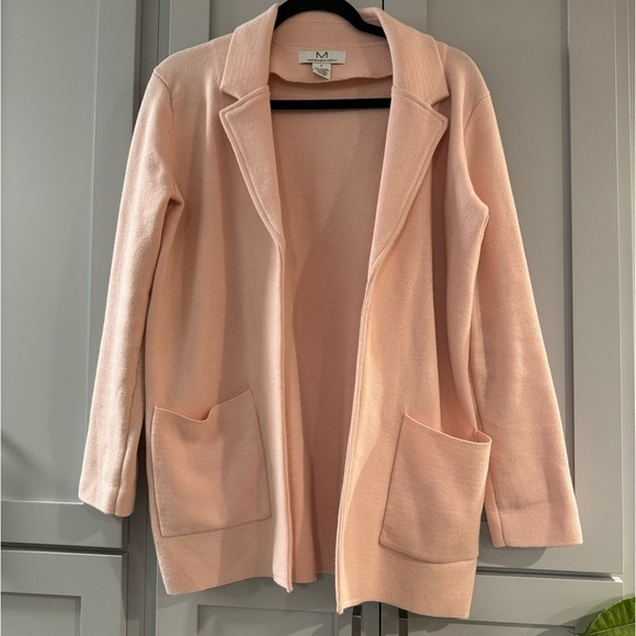 Magaschoni Jackets & Blazers - Magaschoni Pastel‎ Petal Pink Open Front Knit Blazer Cardigan Small